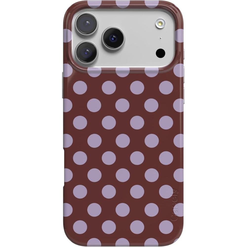imageCasely iPhone 17 Pro Case  Chalet All Day  Winter Village  Compatible with MagSafe  Classic Ultra Thin DesignSpotted in SoHo  Burgundy Polka Dot
