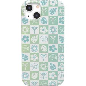 Casely iPhone 13 Case | Moody Monochrome | Twilight Flora | Compatible with MagSafe | Classic Ultra Thin Design(Pura Vida | Coastal Checkers)