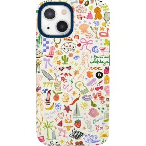 Casely iPhone 13 Case | Twilight Flora | Moody Monochrome | Bold Protective Design | Compatible with MagSafe(All the Fun Things | Fun on Weekdays)