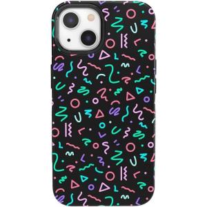 Casely iPhone 13 Case | Twilight Flora | Moody Monochrome | Bold Protective Design | Compatible with MagSafe(Always Vibing | Glow In The Dark Retro)