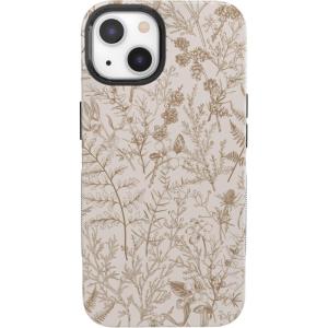 Casely iPhone 13 Case | Twilight Flora | Moody Monochrome | Bold Protective Design | Compatible with MagSafe(Beige Garden | Neutral Floral)