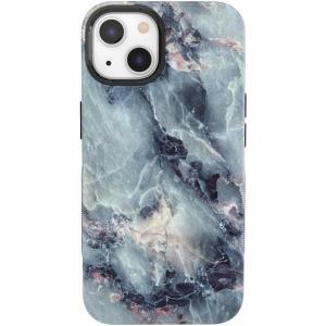Casely iPhone 13 Case | Twilight Flora | Moody Monochrome | Bold Protective Design | Compatible with MagSafe(Blue Marble)