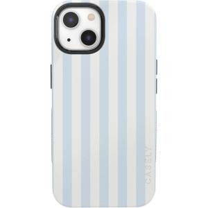 Casely iPhone 13 Case | Twilight Flora | Moody Monochrome | Bold Protective Design | Compatible with MagSafe(Blue Stripes | Sunday Best)