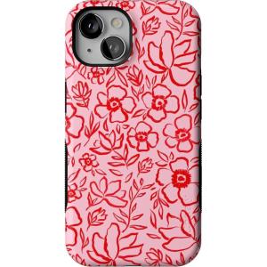 Casely iPhone 13 Case | Twilight Flora | Moody Monochrome | Bold Protective Design | Compatible with MagSafe(Blush Garden | Floral Doodle)