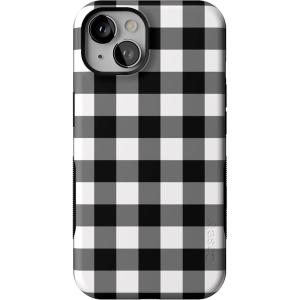 Casely iPhone 13 Case | Twilight Flora | Moody Monochrome | Bold Protective Design | Compatible with MagSafe(Check Me Out | Checkerboard)