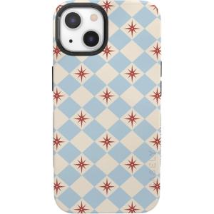 Casely iPhone 13 Case | Twilight Flora | Moody Monochrome | Bold Protective Design | Compatible with MagSafe(Chelsea Checker | Starlight Tiles)
