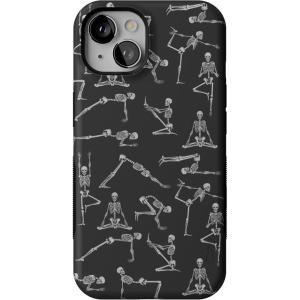 Casely iPhone 13 Case | Twilight Flora | Moody Monochrome | Bold Protective Design | Compatible with MagSafe(Corpse Pose | Skeleton Yoga)