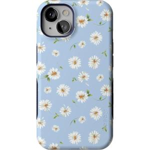 Casely iPhone 13 Case | Twilight Flora | Moody Monochrome | Bold Protective Design | Compatible with MagSafe(Daisy Daydream | Baby Blue Floral)