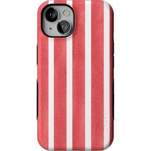 Casely iPhone 13 Case | Twilight Flora | Moody Monochrome | Bold Protective Design | Compatible with MagSafe(East Coast Summer | Red Stripes)