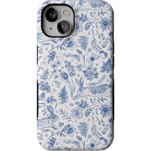 Casely iPhone 13 Case | Twilight Flora | Moody Monochrome | Bold Protective Design | Compatible with MagSafe(Hop & Bloom | Bunny Toile)