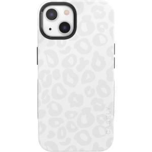 Casely iPhone 13 Case | Twilight Flora | Moody Monochrome | Bold Protective Design | Compatible with MagSafe(Into the Wild | White Snow Leopard)