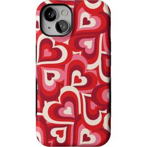Casely iPhone 13 Case | Twilight Flora | Moody Monochrome | Bold Protective Design | Compatible with MagSafe(Love Song Remix | Ombre Hearts)