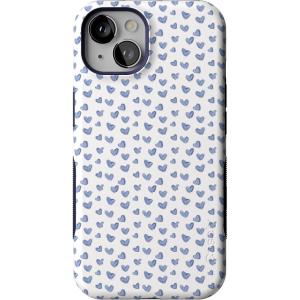 Casely iPhone 13 Case | Twilight Flora | Moody Monochrome | Bold Protective Design | Compatible with MagSafe(Lovebug | Blue Hearts)