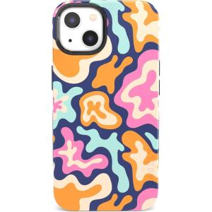 Casely iPhone 13 Case | Twilight Flora | Moody Monochrome | Bold Protective Design | Compatible with MagSafe(Midnight Color Splash | Abstract Retro)
