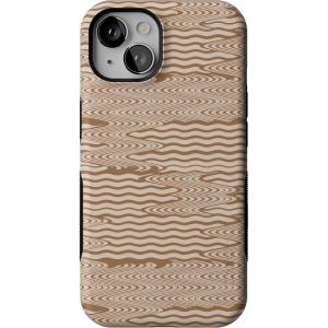Casely iPhone 13 Case | Twilight Flora | Moody Monochrome | Bold Protective Design | Compatible with MagSafe(Mocha Ripple | Brown Waves)