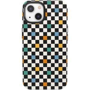 Casely iPhone 13 Case | Twilight Flora | Moody Monochrome | Bold Protective Design | Compatible with MagSafe(Old Skool | Retro Checkerboard)