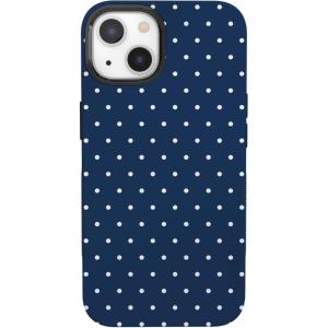 Casely iPhone 13 Case | Twilight Flora | Moody Monochrome | Bold Protective Design | Compatible with MagSafe(On the Dot | Navy Polka Dot)