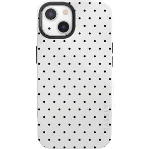 Casely iPhone 13 Case | Twilight Flora | Moody Monochrome | Bold Protective Design | Compatible with MagSafe(On the Dot | White Polka Dot)
