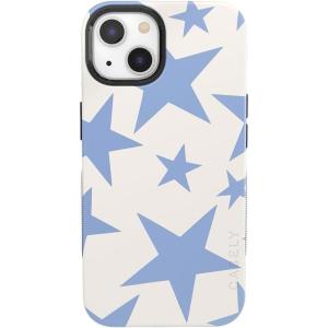 Casely iPhone 13 Case | Twilight Flora | Moody Monochrome | Bold Protective Design | Compatible with MagSafe(Stars Align | Blue & White Stars)