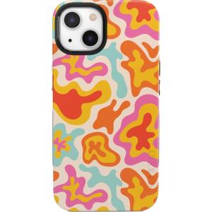 Casely iPhone 13 Case | Twilight Flora | Moody Monochrome | Bold Protective Design | Compatible with MagSafe(Tropical Color Splash | Abstract Retro)