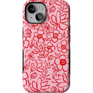 Casely iPhone 14 Case | Blue Stripes | Sunday Best | Bold Protective Design | Compatible with MagSafe(Blush Garden | Floral Doodle)