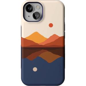 Casely iPhone 14 Case | Blue Stripes | Sunday Best | Bold Protective Design | Compatible with MagSafe(Opposites Attract | Day & Night Mountains)