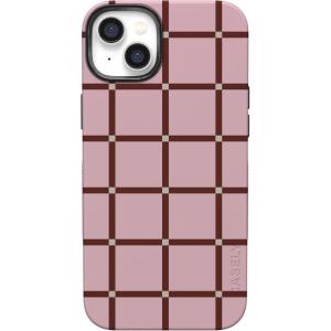 Casely iPhone 14 Case | Blue Stripes | Sunday Best | Bold Protective Design | Compatible with MagSafe(Uptown Gridlock | Pink Checkerboard)