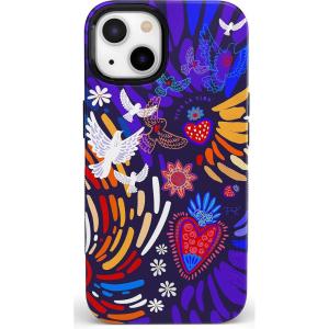 Casely iPhone 14 Case | Lovebug | Blue Hearts | Bold Protective Design | Compatible with MagSafe(09 Frida Kahlo | Viva La Vida | Floral Collage)