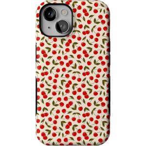 Casely iPhone 14 Case | Lovebug | Blue Hearts | Bold Protective Design | Compatible with MagSafe(Cherry on Top | Red Cherries Floral)
