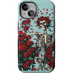 Casely iPhone 14 Case | Lovebug | Blue Hearts | Bold Protective Design | Compatible with MagSafe(Grateful Dead | Forever Grateful | Skeleton Floral)