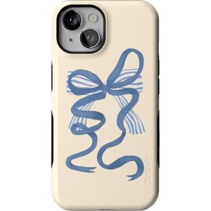 Casely iPhone 14 Case | Lovebug | Blue Hearts | Bold Protective Design | Compatible with MagSafe(Heartstrings | Blue Bow)