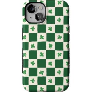 Casely iPhone 14 Case | Lovebug | Blue Hearts | Bold Protective Design | Compatible with MagSafe(Lucky You | Shamrock)