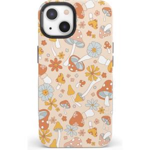 Casely iPhone 14 Case | Lovebug | Blue Hearts | Bold Protective Design | Compatible with MagSafe(Mushroom Magic | Retro Floral Case)