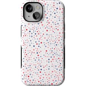 Casely iPhone 14 Case | Lovebug | Blue Hearts | Bold Protective Design | Compatible with MagSafe(Seeing Stars | Red  White & Blue)