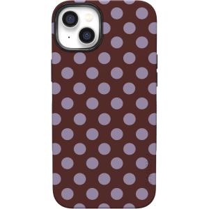 Casely iPhone 14 Case | Lovebug | Blue Hearts | Bold Protective Design | Compatible with MagSafe(Spotted in SoHo | Burgundy Polka Dot)