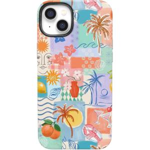 Casely iPhone 14 Case | Lovebug | Blue Hearts | Bold Protective Design | Compatible with MagSafe(Tropical Heat | Beachy Collage)