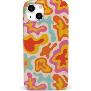 Casely iPhone 14 Case | Moody Monochrome | Bordeaux Rose | Compatible with MagSafe | Classic Ultra Thin Design(Tropical Color Splash | Abstract Retro)