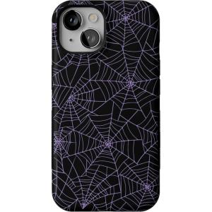 Casely iPhone 14 Case | Night Walk | The Beatles Abbey Road Dual Image | Bold Protective Design | MagSafe Compatible Design(Midnight Web | Spider Web)