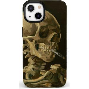 Casely iPhone 14 Case | Night Walk | The Beatles Abbey Road Dual Image | Bold Protective Design | MagSafe Compatible Design(Van Gogh | Skull of a Skeleton with Burning Cig)