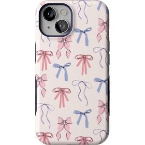 Casely iPhone 14 Case | You Can’t Catch Me | Gingerbread Man | Bold Protective Design | Compatible with MagSafe(Coquette Girlie | Pastel Bows)
