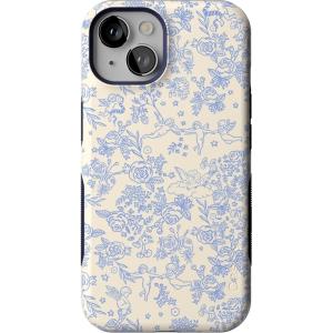 Casely iPhone 14 Case | You Can’t Catch Me | Gingerbread Man | Bold Protective Design | Compatible with MagSafe(Cupid’s Canvas | Periwinkle Floral)