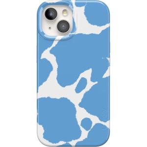 Casely iPhone 15 Case | Hanging Around | Potted Plants Floral | Compatible with MagSafe | Classic Ultra Thin Design(Current MOOd | Light Blue Cow Print)