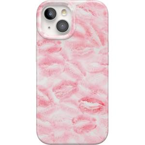 Casely iPhone 15 Case | Hanging Around | Potted Plants Floral | Compatible with MagSafe | Classic Ultra Thin Design(Sealed with a Kiss | Pink Lipstick)