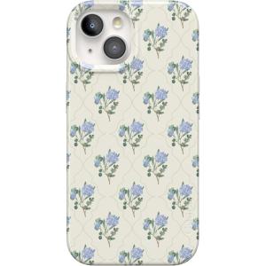 Casely iPhone 15 Case | Hanging Around | Potted Plants Floral | Compatible with MagSafe | Classic Ultra Thin Design(Vintage Garden | Blue Hydrangea)