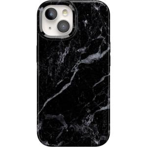 Casely iPhone 15 Case | Powder Pups | Dog Sled | Compatible with MagSafe | Classic Ultra Thin Design(Black Pearl Marble)