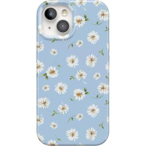 Casely iPhone 15 Case | Powder Pups | Dog Sled | Compatible with MagSafe | Classic Ultra Thin Design(Daisy Daydream | Baby Blue Floral)