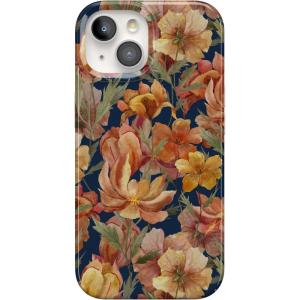 Casely iPhone 15 Case | Powder Pups | Dog Sled | Compatible with MagSafe | Classic Ultra Thin Design(Fallen Gold | Antique Floral)