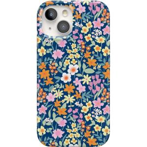 Casely iPhone 15 Case | Powder Pups | Dog Sled | Compatible with MagSafe | Classic Ultra Thin Design(Full Bloom | Navy Floral)