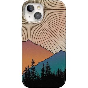Casely iPhone 15 Case | Powder Pups | Dog Sled | Compatible with MagSafe | Classic Ultra Thin Design(Golden Hour | Mountain Sunset)