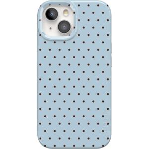 Casely iPhone 15 Case | Powder Pups | Dog Sled | Compatible with MagSafe | Classic Ultra Thin Design(On the Dot | Blue Polka Dot)